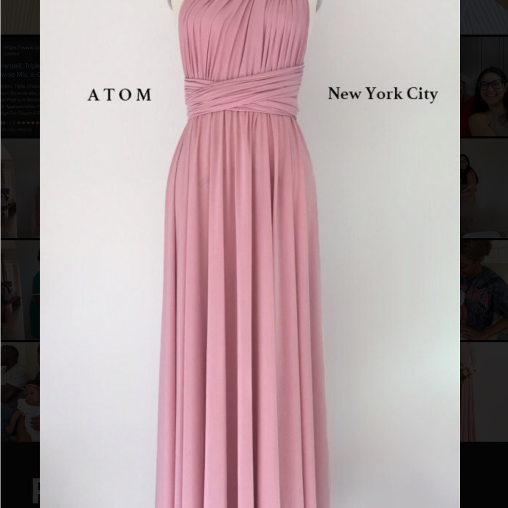 Pink Pleated Halter Maxi Gown for Weddings